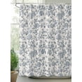 thumbnail image 3 of Blue Floral Waterproof Fabric Shower Curtain, Farmhouse Vintage Flower Leaf Botanical Shower Curtain for Bathroom Curtains Bathtubs Hotel Washable Shower Curtains with 12 Hooks Long 72x78in, 3 of 6