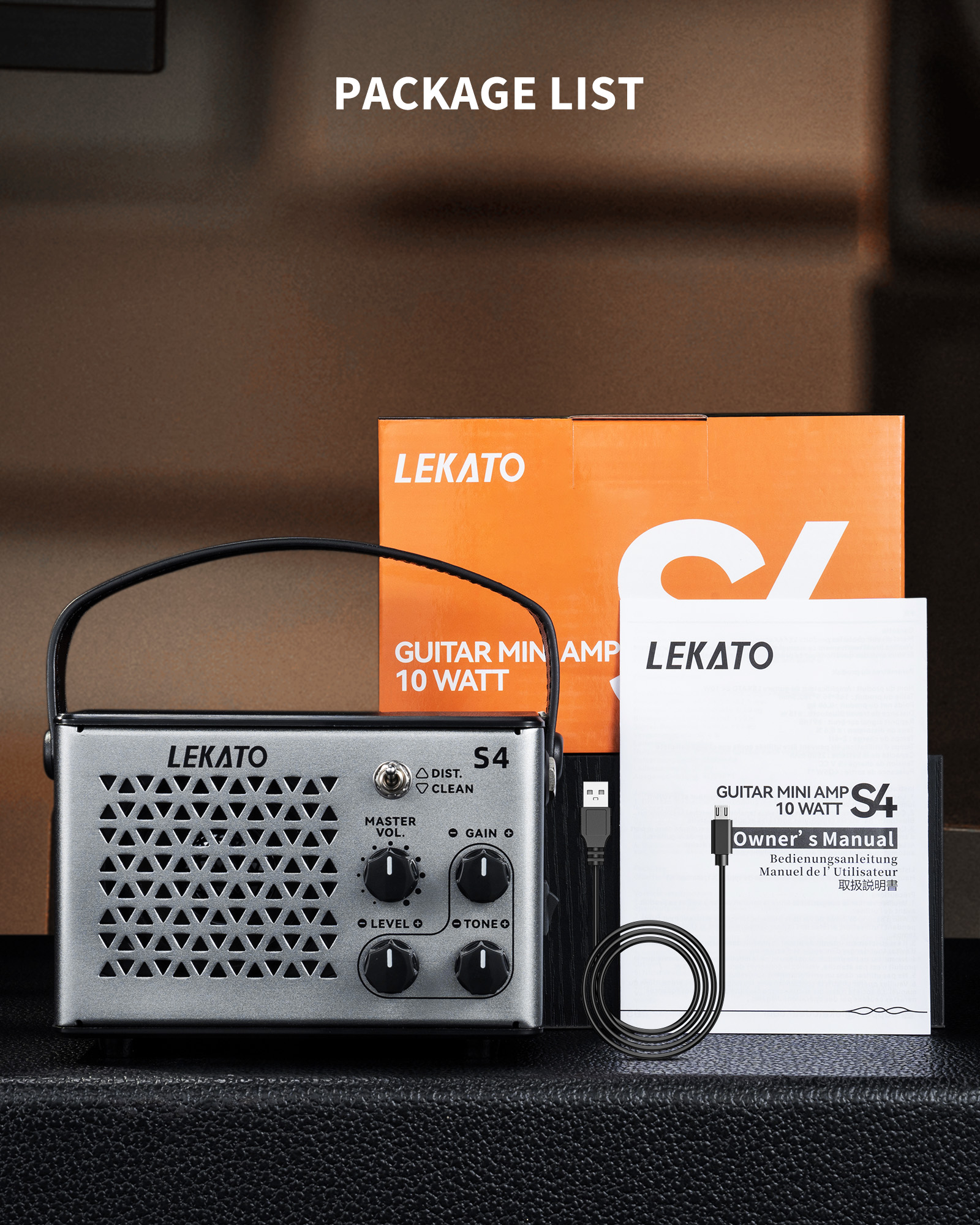 LEKATO Mini Guitar Amp Electric Guitar Amp 10W Clean Distortion Gain Control Bluetooth Rechargeable Guitar Amp Portable for Travel Indoor Practice