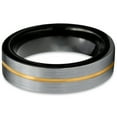 thumbnail image 2 of P. Manoukian Tungsten Wedding Band Ring 4mm for Men Women Black & 18K Yellow Gold Plated Center Line Pipe Cut Brushed Polished Lifetime Guarantee Size 7, 2 of 4
