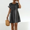 thumbnail image 2 of ICHUANYI Women's Summer Dresses Fashion Striped Print Short Sleeve Crewneck Dress Trendy 2024, 2 of 7