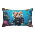 thumbnail image 3 of Salouo Underwater Diving Cat Print Print Pillow Case Cover,Wrinkle-Free Bed Pillow Cover Pack of 1 Home Decor Fade-Resistant and Stain-Resistant ,Pillows Not Included -16"x24", 3 of 8