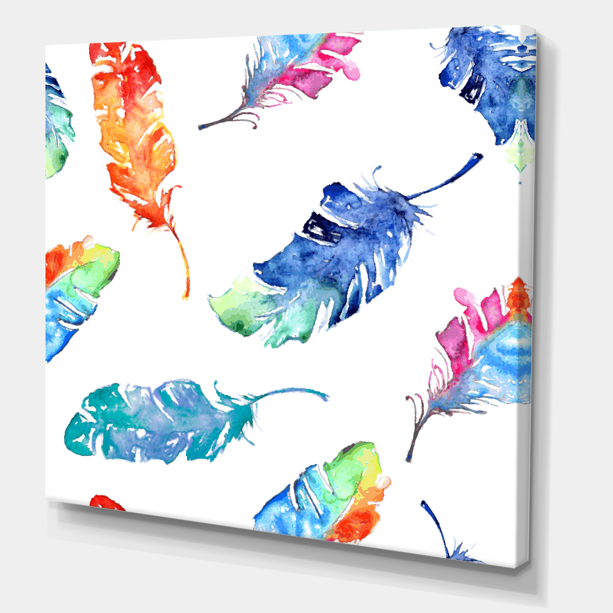 Designart ' Ethnic Colorful Feathers ' Bohemian & Eclectic Canvas Wall Art Print