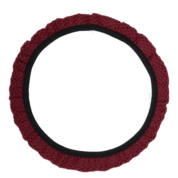 Funda de volante Unique Bargains 14.6"-15" para automóvil, fibra viscosa color rojo vino, 1 pieza