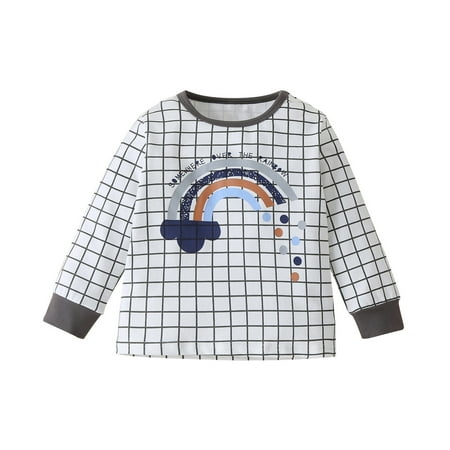 

Toddler Kids Baby Boys Girls Rainbow Print Plaid Winter Warm Outdoor T-shirt