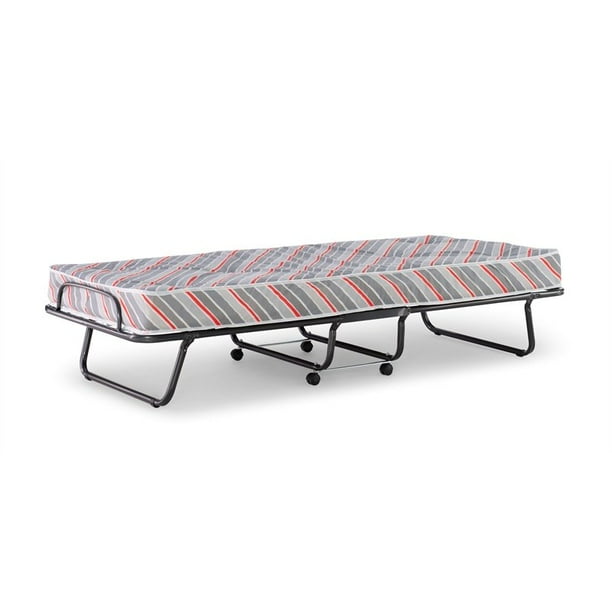 Linon Verona Metal and Fabric Folding Bed with Memory Foam