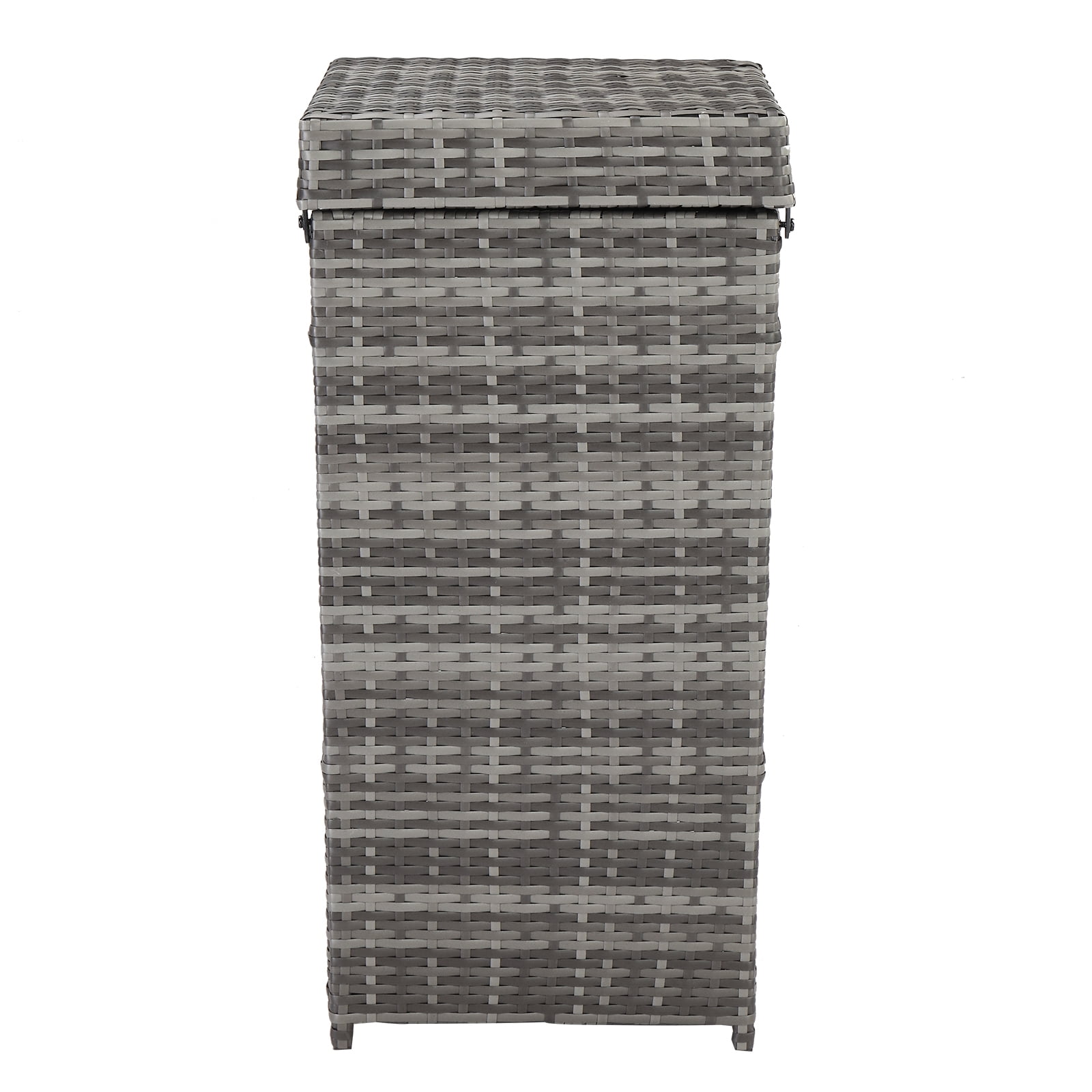 Rattan Trash Can with Top Cover, Indoor/Outdoor Use, PE Rattan, Retro Elegant Style, Gray Gradient