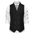 thumbnail image 2 of ZCFZJW Men's Suit Vest Formal Wedding Slim Fit Single-Breasted Sleeveless V-Neck Have Pockets Solid Dress Wedding Waistcoat Prom Tuxedo #04-Black L, 2 of 9