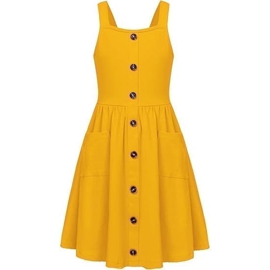 Arshiner Girls Dress Sundress Summer Casual Dresses Short Sleeves Dresses Yellow 11-12