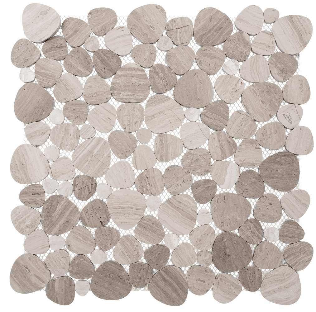 Oasis Natural Brown Marble Pebble Mosaic Tile