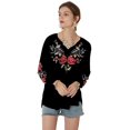 thumbnail image 6 of Higustar Embroidered Tops for Women Long Sleeve V Neck Plus Size Boho Mexican Style Blouse Peasant Tops Women T Shirts Casual Tee Ladies Tunics-3XL/Black/059/H, 6 of 9