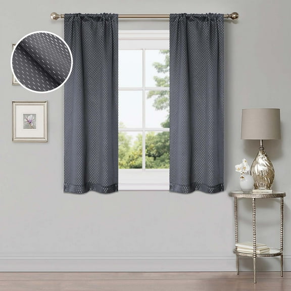 Superior Shimmer Blackout Curtains, Rod Pocket, Set of 2, 26" X 63", Gray