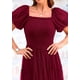 thumbnail image 5 of Vestido PRETTYGARDEN de tul midi fruncido para mujer, color rojo vino, 5 of 8