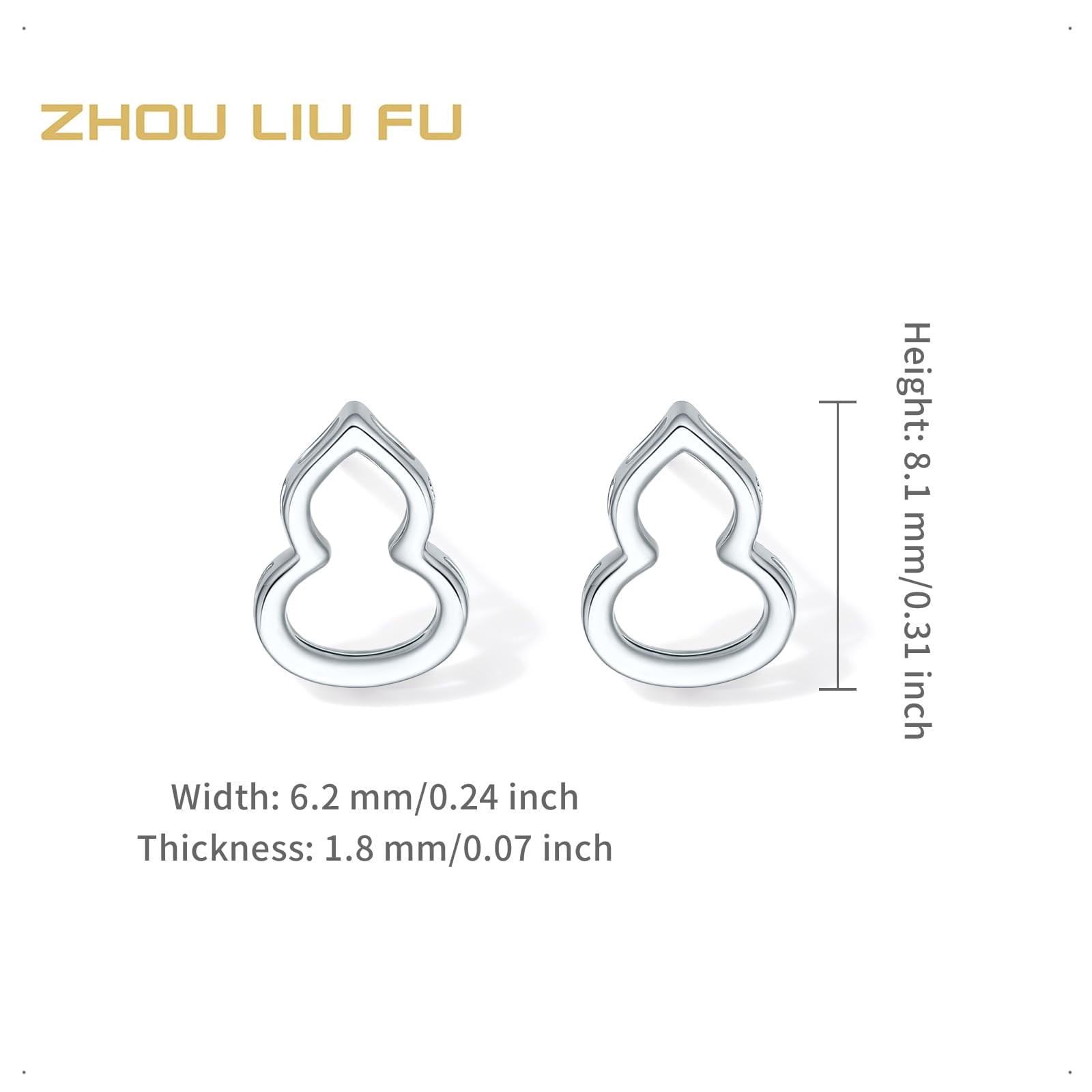 ZHOU LIU FU PT950 Platinum Gourd Earrings Delicate Lucky Hulu Studs Hollow Design Hypoallergenic Earrings for Women Mom Daughter Birthday Anniversary B0914323