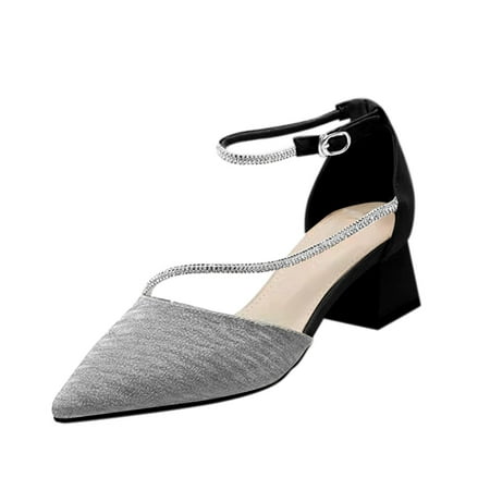 

ZHAGHMIN Pink Shoes Women High Buckle Heel Sandal Toe Ladies Strap Fashion Rhinestones Pointed Shoes Women S Pumps Leather Heels Womens Dress Shoes Low Heel Wedge Shoes For Women Closed Toe Shoes Wo