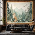 thumbnail image 6 of Fox in a Wildflower Forest Below Misty Mountains, Peaceful Folk Art Style for Wildlife Lovers, Woodland Wall Decor, Housewarming Gift, Tapestry Wall Hanging for Bedroom and Cabin, 6 of 7