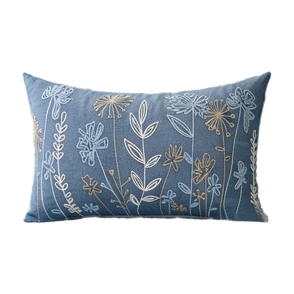 Spring Floral Embroidered Pillowcase, Modern Sofa Cushion Cover, Fresh Cute Decorative Throw Pillow Cover for Living Room, Bedroom, and Home Decor