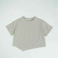 thumbnail image 2 of Kids Irregular Hem T Shirts Solid Loose Fit Short Sleeve Casual Tops 1-7Y, 2 of 6