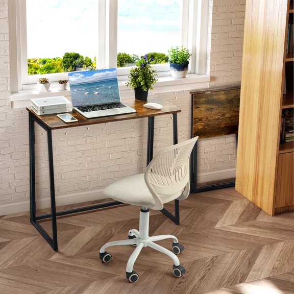 Homy Casa Vintage Folding Writing Desk, 31in Portable Computer Table for Small Spaces, Vintage