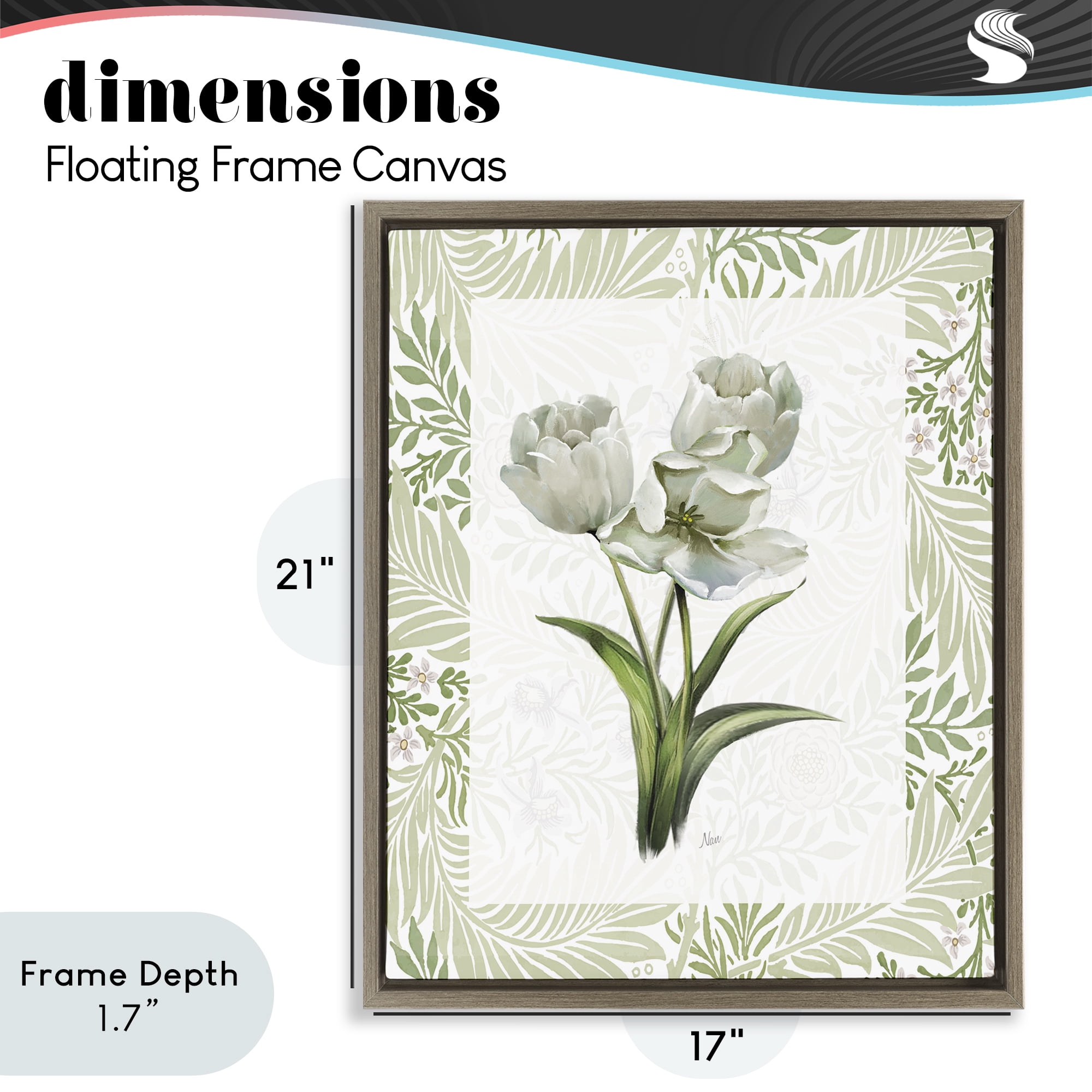 Stupell Industries Fresh Spring Tulip Bouquet Brown Framed Floater Canvas Wall Art, design by Nan