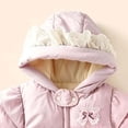 thumbnail image 6 of 12-18 Months Newborn Baby Girl Winter Snowsuit Lace Hooded Padded Romper Warm Fleece Lined Zipper Jumpsuit Infant Cold Weather Outfit, 6 of 7