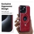 thumbnail image 3 of Dteck Case for iPhone 12 ,Shockproof Leather Magnetic Mag Safe Case Hybrid Rubber Built-in invisible Mag Kickstand Cover,Winered, 3 of 6