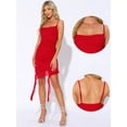 thumbnail image 2 of DARING DIVA Ruched Dress Cami Ruffle Bodycon Midi Dress S Red, 2 of 6