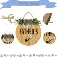 thumbnail image 2 of Eveokoki Happy Fathers Day Wooden Front Door Sign Rustic Round Wreath Wall Hanger Porch Decor Spring and Summer Farmhouse Decoration Housewarming Gift 11 Inches, 2 of 5