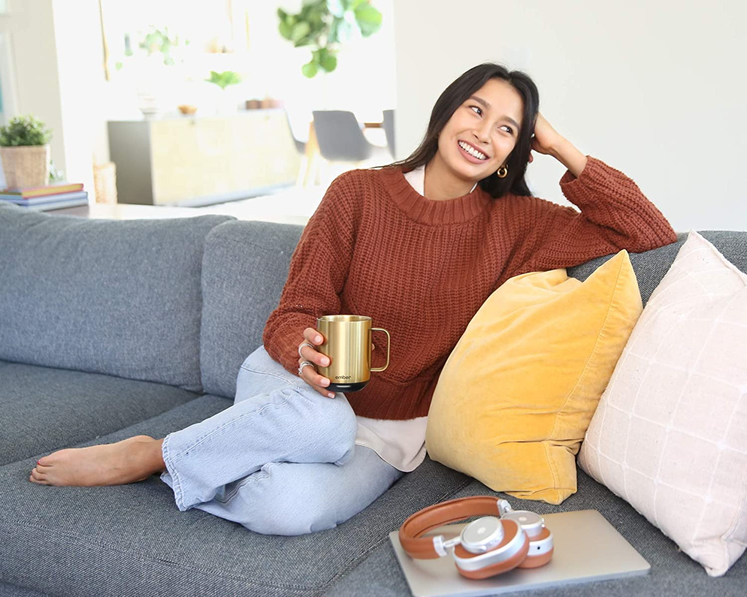 Ember Temperature Control Smart Mug 2, 10 oz, Gold, up to 1.5-hr Battery Life - App Controlled Heated Coffee/Tea Mug - Improved Design