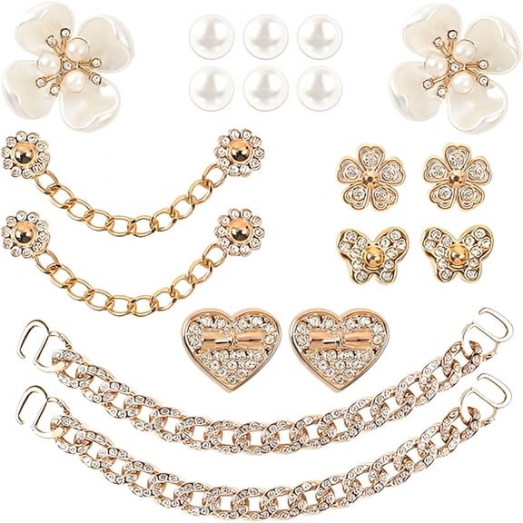 TUWAFE Bling Shoe Charms Bling Chain Shoes Charms Accessories for Women Pearl Flower Clog Shoes Decoration Crystal Rhinestone Shoe Charm Cute Decor for Party Birthday Gifts