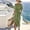Khaki, variant on Women's Solid Color V Neck Midi Wrap Dress with Slit, Elegant Stretchy Short Sleeve Casual Sundress, Ideal for Beach Vacation & City Travel