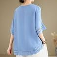 thumbnail image 4 of Fiudx Ofertas Flash Artículos En Oferta Blusa Holgada Informal de Color Sólido para Primavera y Verano para Mujer, Top Calado, Blusa de Manga Corta con Cuello Redondo, 4 of 5