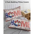 thumbnail image 2 of 4th of July Queen Pillow Cases Set of 2 - Microfiber Bed Throw Pillow Covers, Stars Striped Farmhouse American Flag Wood Grain Decorative Lumbar Pillow Cover with Envelope Closure for Sofa 20"x30", 2 of 6