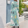 thumbnail image 3 of Rabbit Floral Pattern Print Women's Long Dress Long Sleeves Dress Vintage Dresses Party Maxi Dress High Waist Dress, 3 of 4