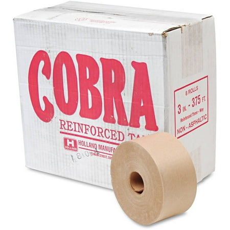 General Supply Reinforced Kraft Sealing Tape, 3" x 375', Brown, 8pk