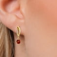 thumbnail image 3 of Gem Stone King 14K Yellow Gold Red Garnet and Lab Grown Diamond Earrings for Women | 1.05 Cttw | Gemstone January Birthstone | Round 4.5MM, 3 of 6