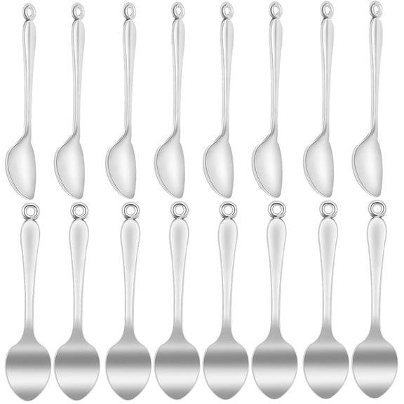 50pcs  Spoon Pendant Charms Mini Alloy Kitchen Tableware Charms Micro Scoops Spoon Pendants Jewelry Findings for Necklace Bracelet Keychains Home Kitchen Supplies,Antique Silver