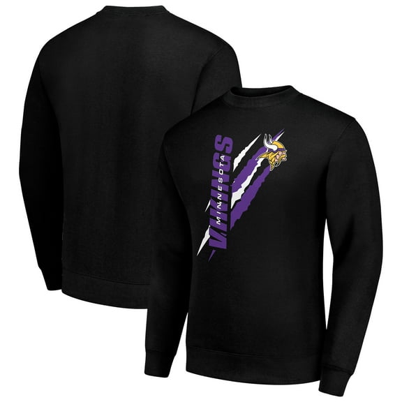 Men's Starter Black Minnesota Vikings Color Scratch Team Graphic Fleece Pullover Sweatshirt