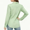 thumbnail image 6 of Basic Long Sleeve Button Down Shirts for Women Wrinkle Free Formal Work Blouse Green, 6 of 6