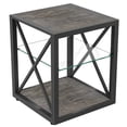 thumbnail image 4 of Coffee Tables 1 piece Modern End Table Nightstand for Bedroom & Living Room, Tempered Glass& Rustic Wood Grain MDF, Industrial Style Side Table,Wooden Coffee Tables, 4 of 18