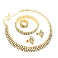 thumbnail image 3 of OPOLSKI 1 Set Shining Bright Luster Jewelry Set Necklace Bracelet Earrings Ring Geometric Rhinestones Jewelry Golden, 3 of 8