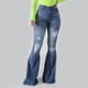 thumbnail image 4 of Pantalones de pierna ancha que combinan con todo para mujer, lavados, rasgados, elásticos, ajustados, acampanados a la cadera Fridja hfkajh103396, 4 of 7