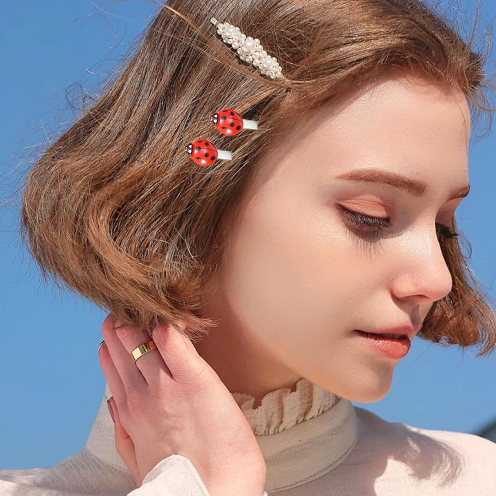 lady bug hair clips 30 pcs mini 0.6 x 0.8 inch resin alloy hairpins for festival party styling