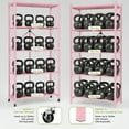 thumbnail image 4 of 5 Tier Foldable Storage Shelves with Wheels, 28"Lx13"Dx63"H Foldable Shelves, Freestanding Wire Metal Shelf for Storage, No Assembly Rack for Garage Kitchen, Basement, Pantry(Pink), 4 of 8