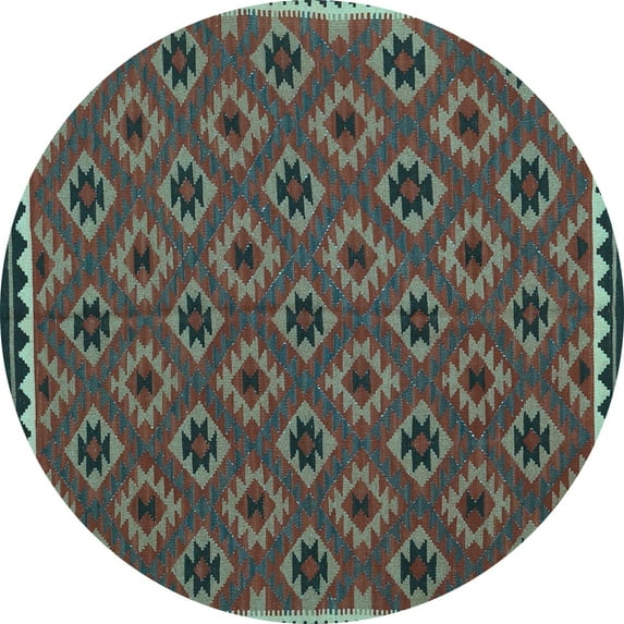 Ahgly Company Indoor Round Oriental Light Blue Traditional Area Rugs, 6' Round