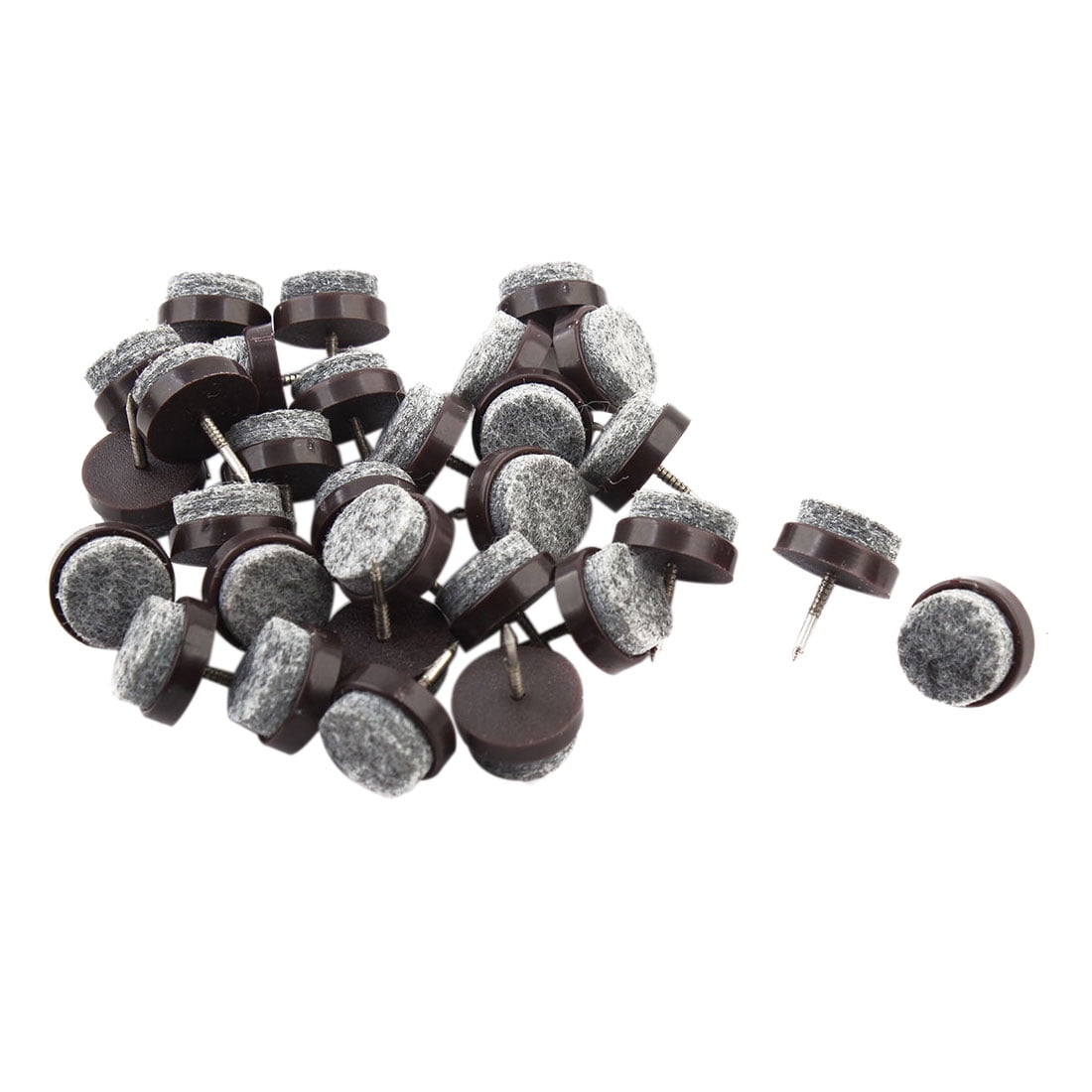 Unique Bargains 30 Pcs Antislip Plastic Round 17mm Chair Foot Cover Table Furniture Leg Protector Gray Chocolate Color