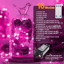 LAMPHOME Fairy Lights Plug in, 33Ft 100 LEDs Waterproof Twinkle Firefly Lights, Adaptor Included, Starry String Lights for Wedding Indoor Outdoor Christmas Patio Garden Decoration, Pink