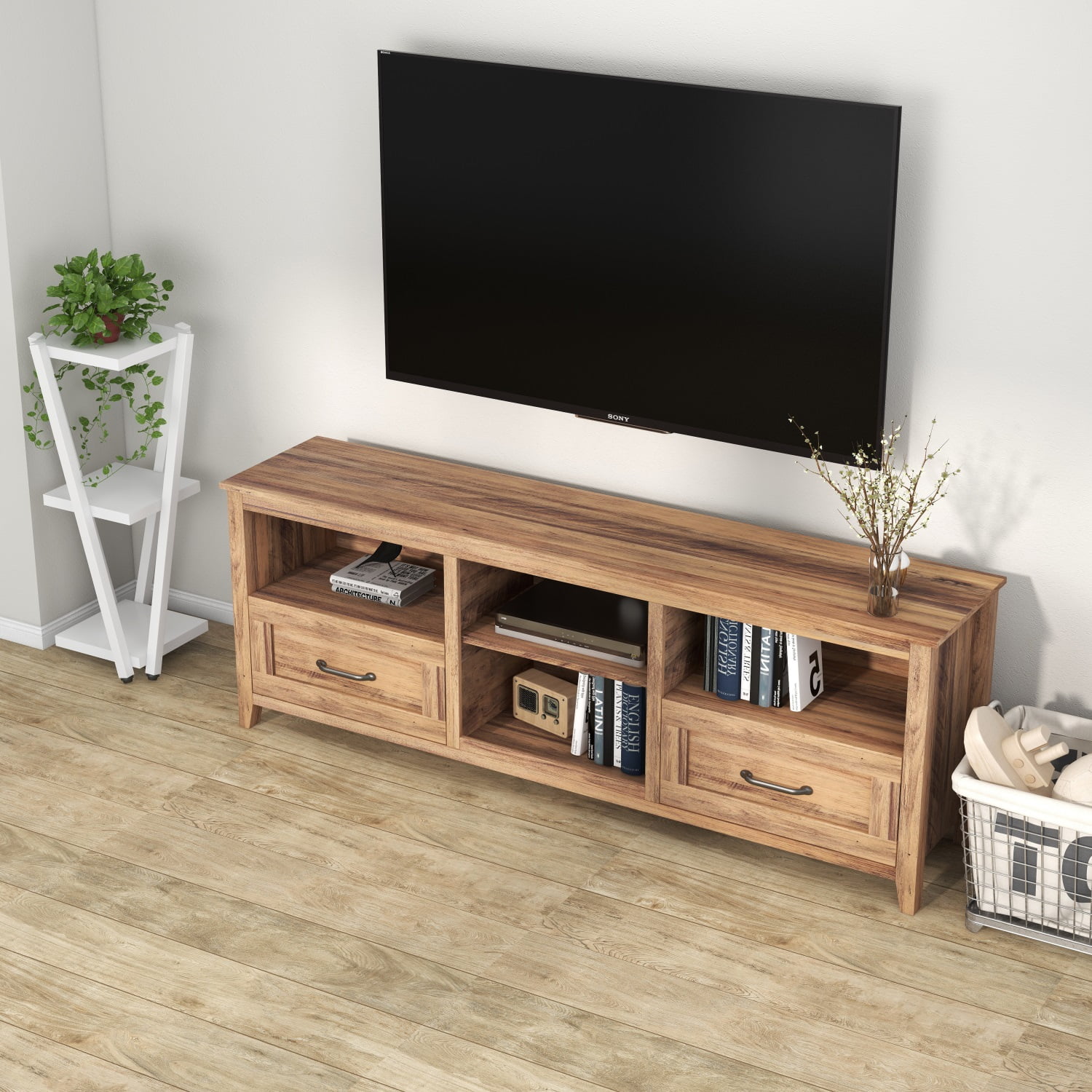 Kadyn 70.08 Inch Length TV Stand, Particle Board TV Entertainment Center with 2 Drawers and 4 High-Capacity Storage Compartment, Modern TV Console Table for TV up to 60", Light Brown Kadyn 70.08 Inch Length TV Stand, Particle Board TV Entertainment Center with 2 Drawers and 4 High-Capacity Storage Compartment, Modern TV Console Table for TV up to 60", Light Brown