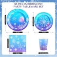 thumbnail image 3 of 96 Pieces Frozen Iridescent Winter Snowflake Birthday Party Supplies Snowflake Tableware Set Disposable Paper Plates Cups Napkins Serve 24 Guests for Christmas Winter Wonderland Decorations, 3 of 7