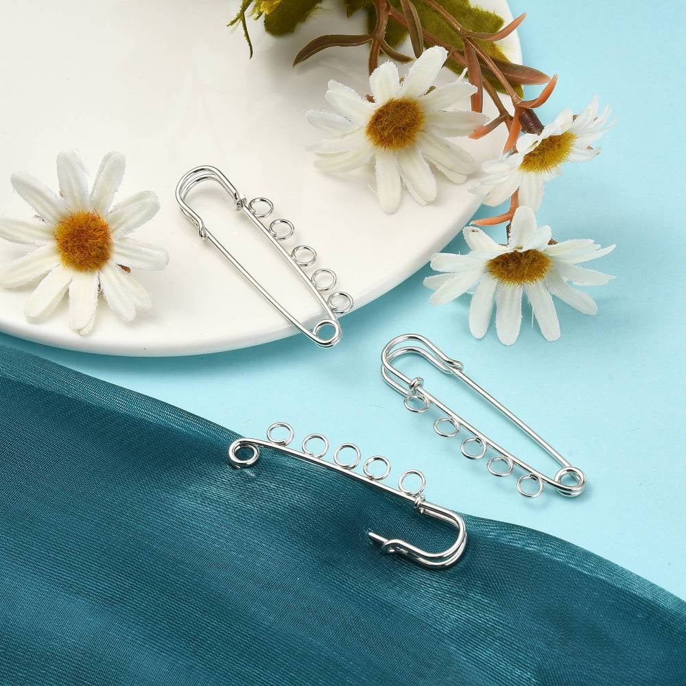 Iron Safety Brooch Findings Kilt Pins Platinum 50x16.5x4.5mm Hole: 3.5mm