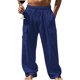 thumbnail image 1 of Amzcrzy Mens Linen Pants Comfortable Elastic Waist Drawstring Trousers for Men Summer Casual Relaxed Fit Beach Yoga Pants Lightweight Baggy Wide Leg Pants for Men with Flag Label S-3XL Azul, 1 of 4